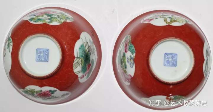 “大清乾隆珊瑚红四开光花卉纹御瓷一对赏析——来宝文化
